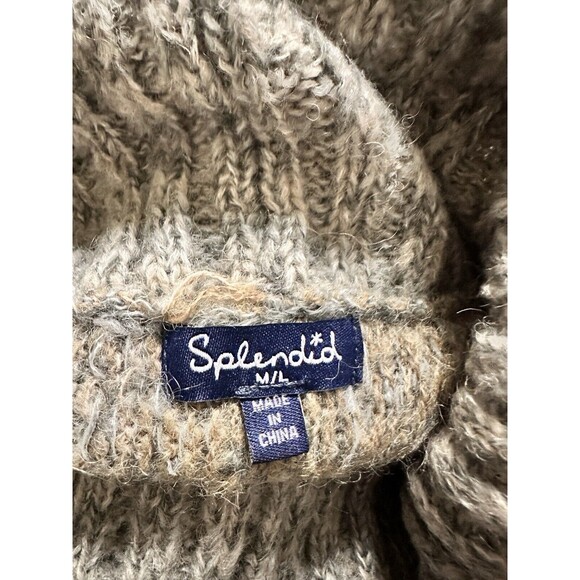 Splendid Snowfall Turtleneck Poncho in Warm Sand Multi Large Y2K - Picture 4 of 9